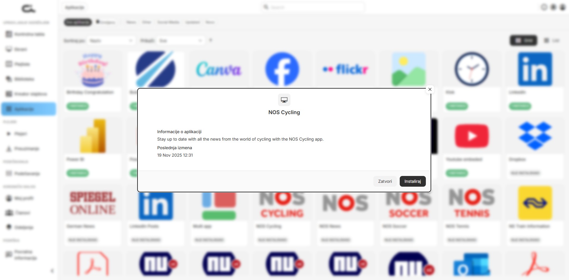 Prozor za instalaciju