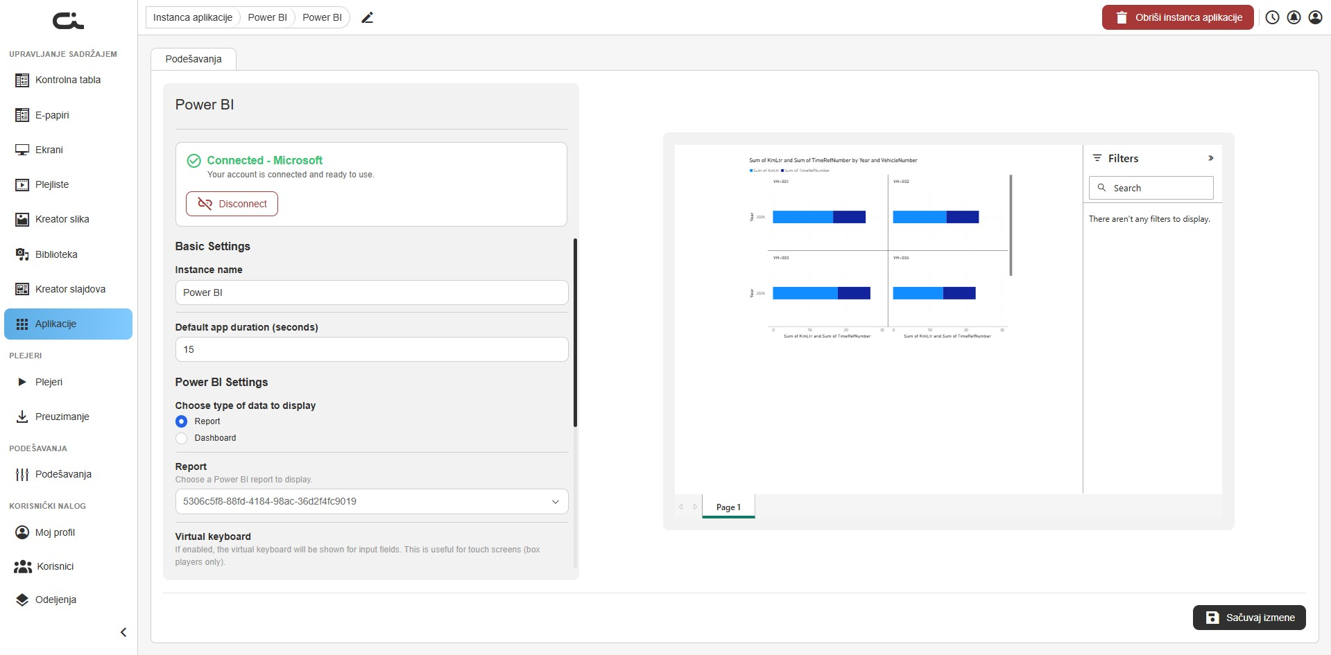 Power BI podešavanja i pregled